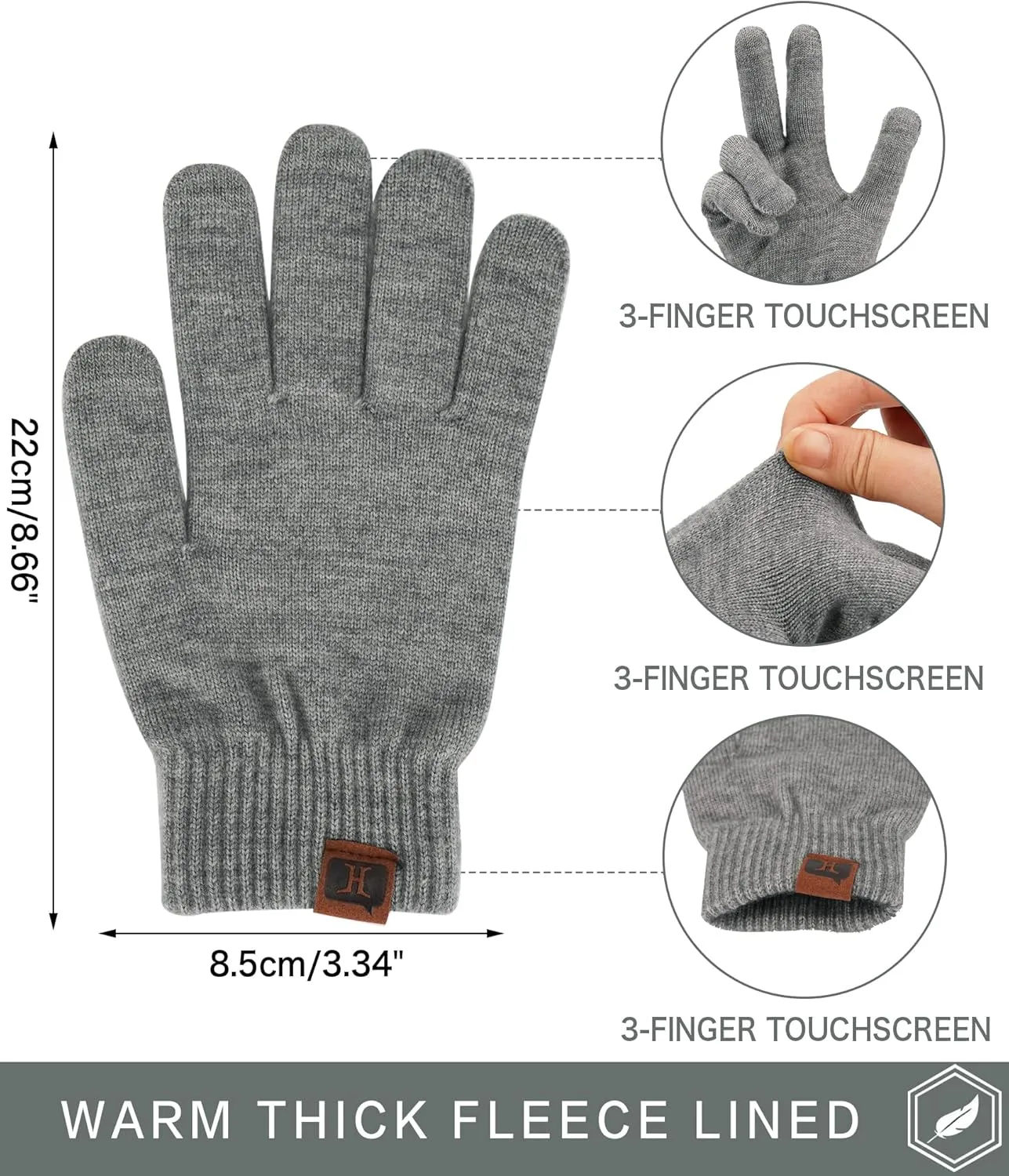 FZ FANTASTIC ZONE Women's Winter Touchscreen Wool Magic Gloves Warm Knit Fleece Lined for Women