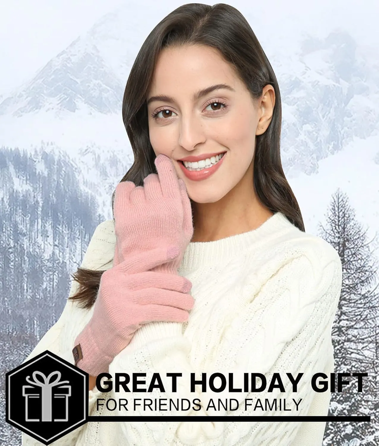 FZ FANTASTIC ZONE Women's Winter Touchscreen Wool Magic Gloves Warm Knit Fleece Lined for Women