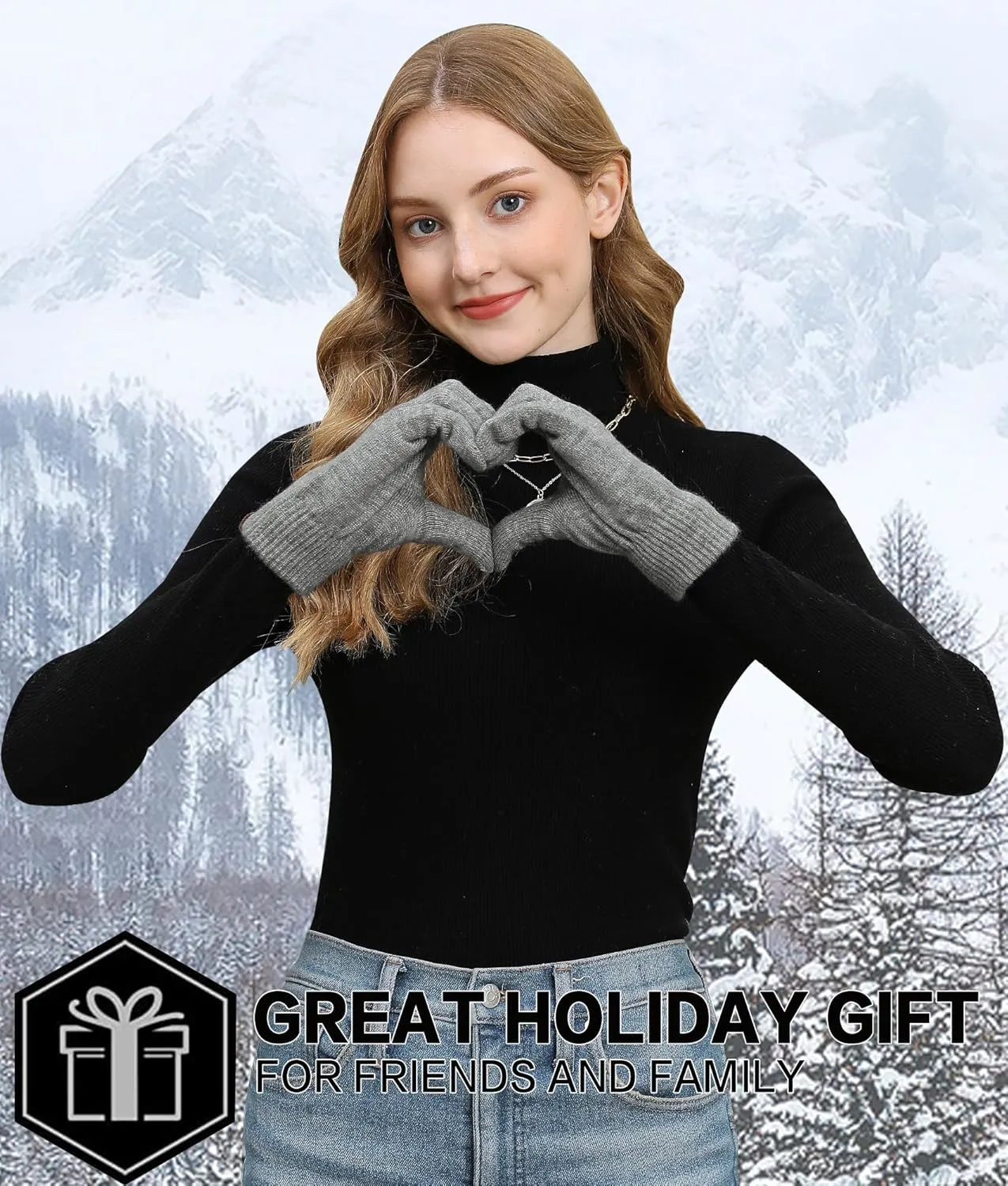 FZ FANTASTIC ZONE Women's Winter Touchscreen Wool Magic Gloves Warm Knit Fleece Lined for Women