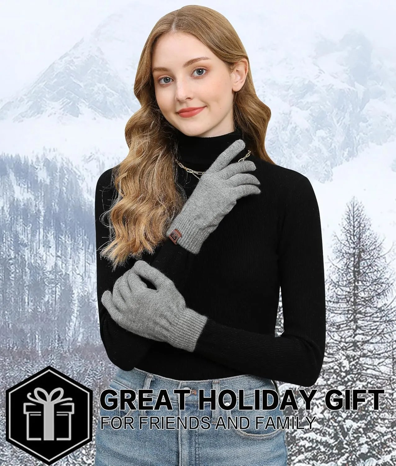 FZ FANTASTIC ZONE Women's Winter Touchscreen Wool Magic Gloves Warm Knit Fleece Lined for Women