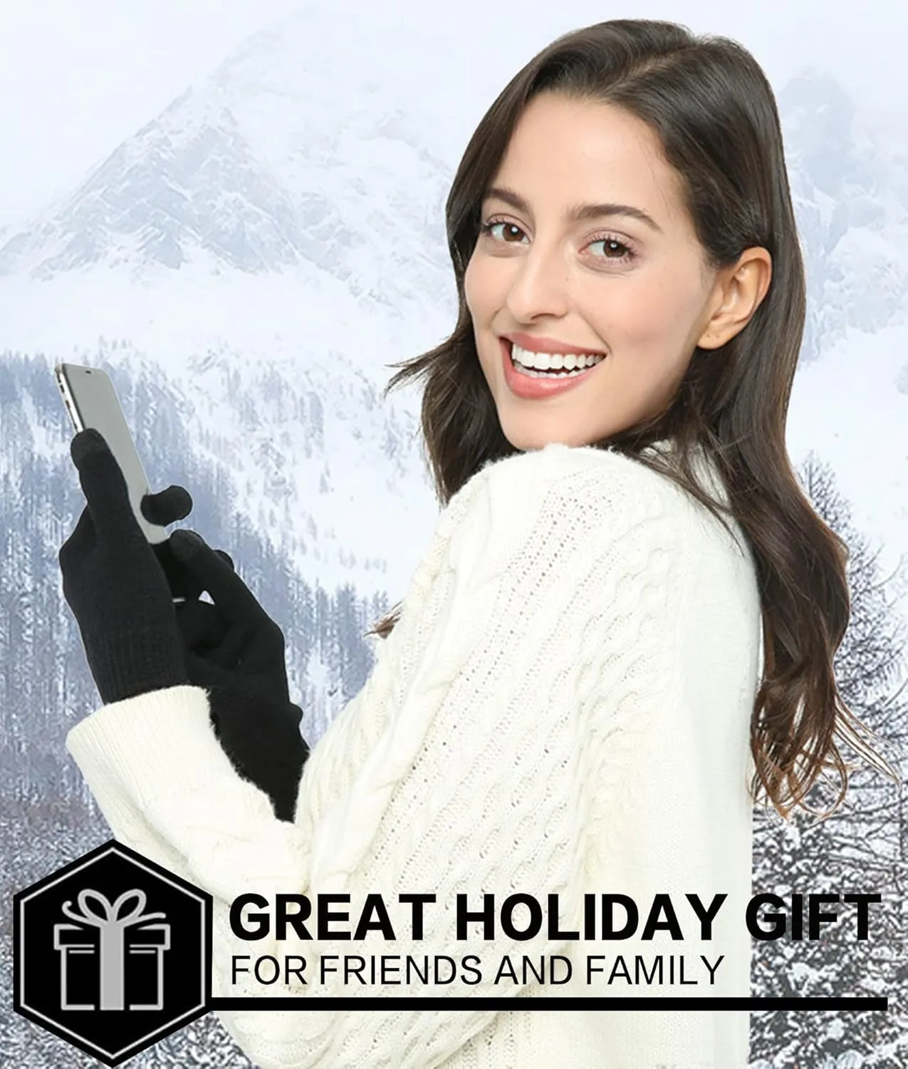FZ FANTASTIC ZONE Women's Winter Touchscreen Wool Magic Gloves Warm Knit Fleece Lined for Women