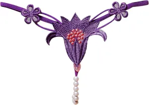 G-String Thong Lady Women Flower Lace Shapes Pearl Panties Cutout V-Strings Cute Lingerie for Women T Pants Outfits
