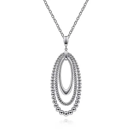 Gabriel & Co. 24" Bujukan and Rope Drop Pendant Necklace in Sterling Silver