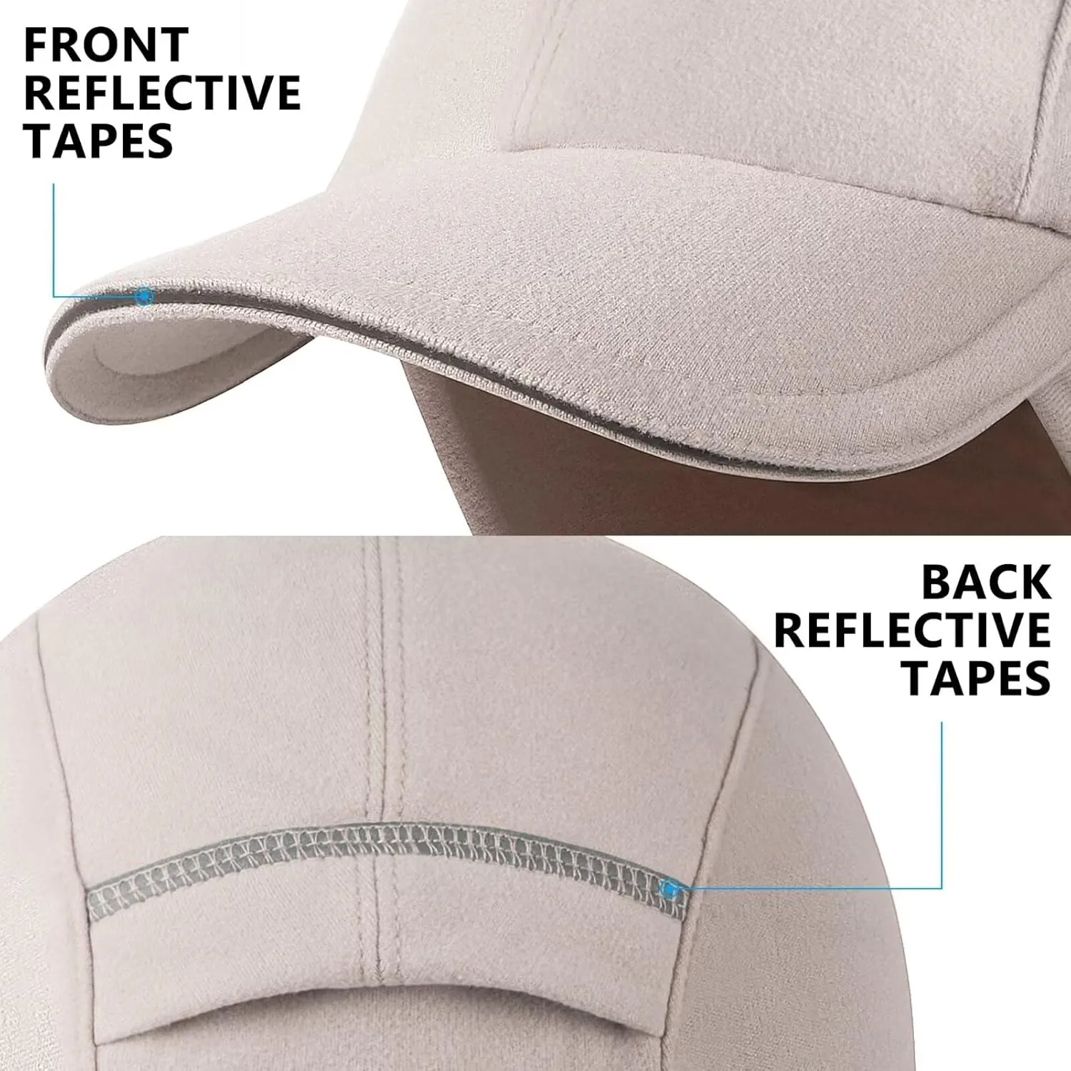 GADIEMKENSD Women's Winter Reflective Fleece Ponytail Hat with Drop Down Ear Warmer
