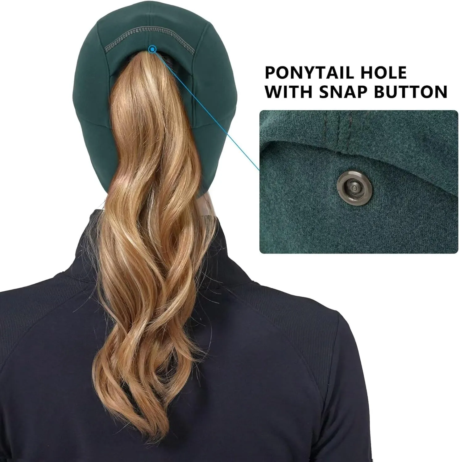 GADIEMKENSD Women's Winter Reflective Fleece Ponytail Hat with Drop Down Ear Warmer