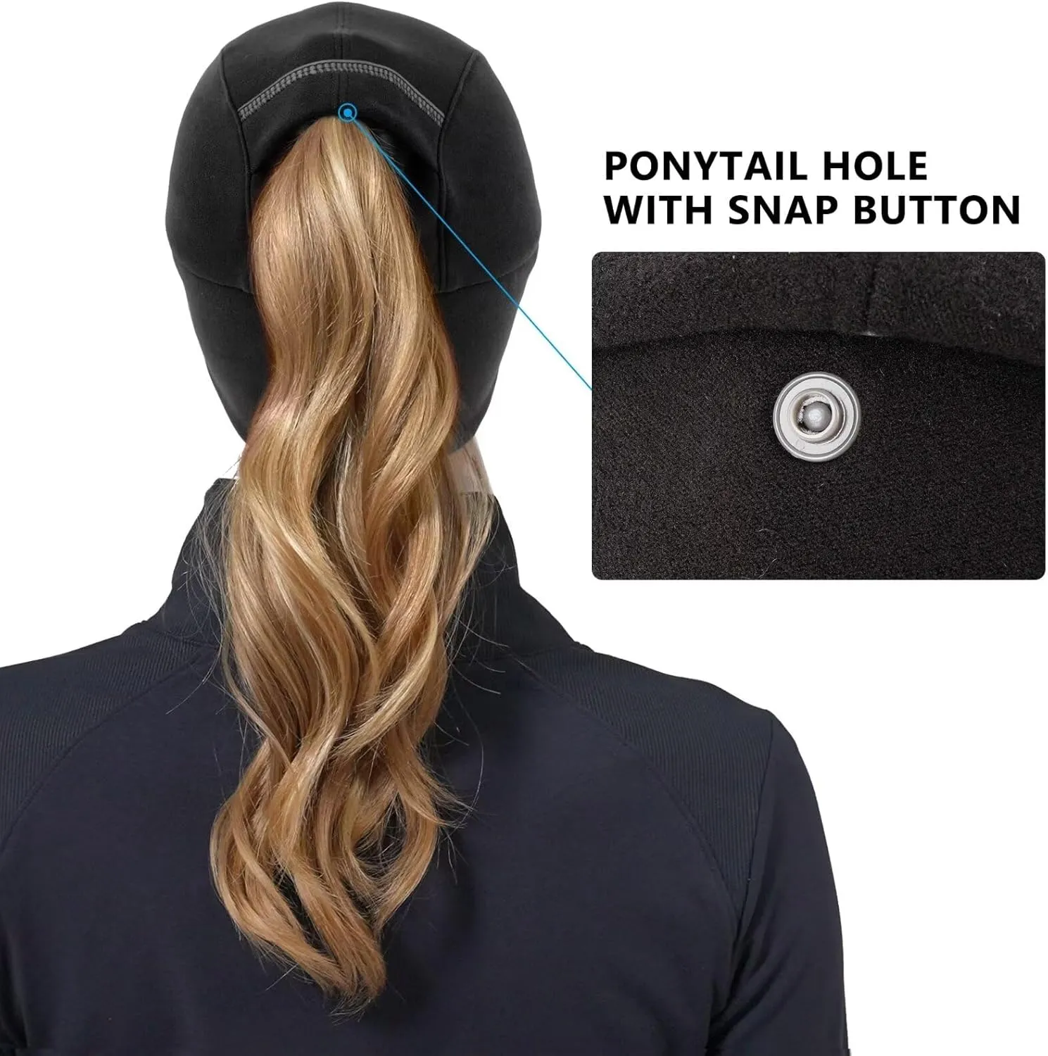 GADIEMKENSD Women's Winter Reflective Fleece Ponytail Hat with Drop Down Ear Warmer