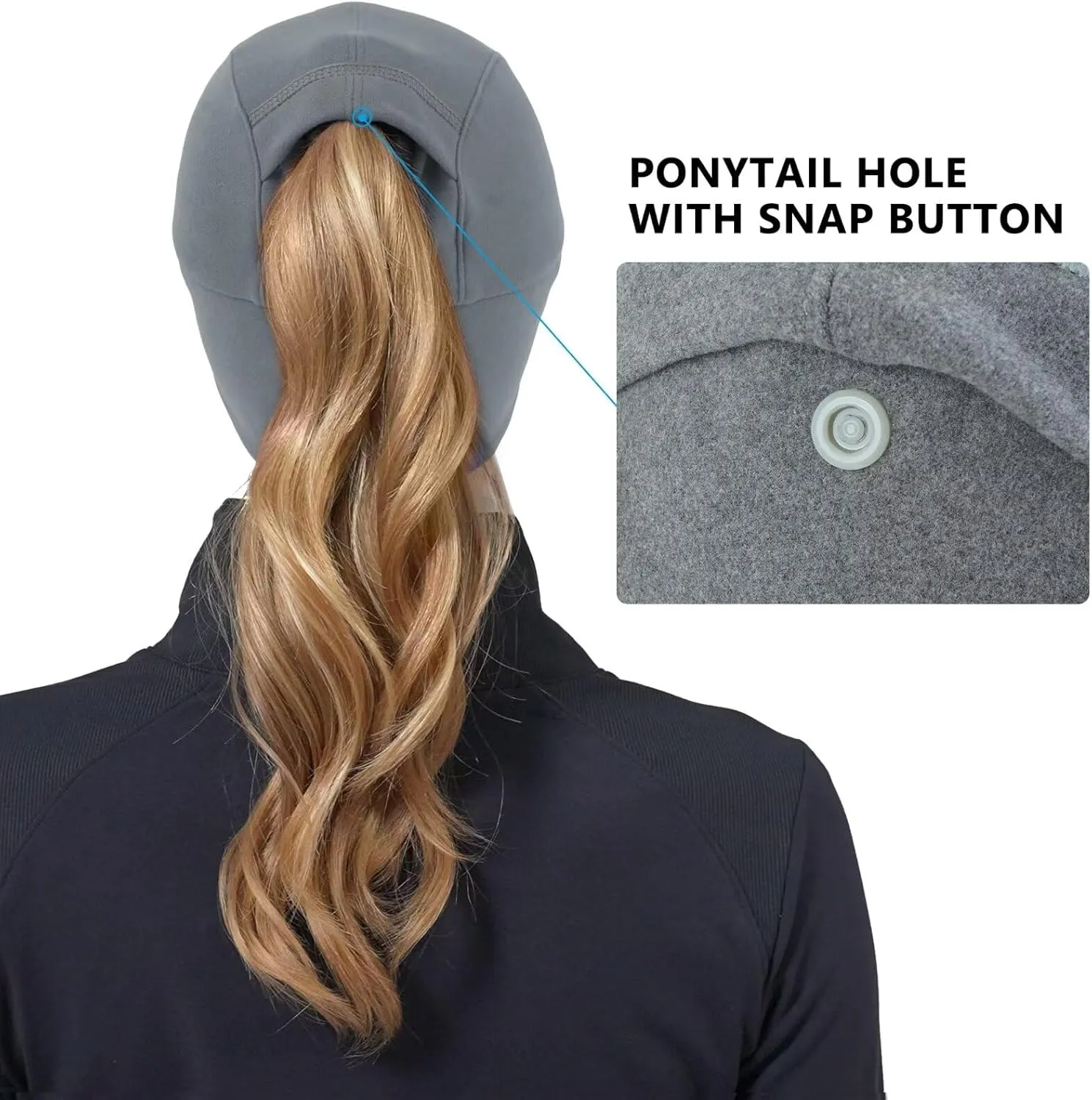 GADIEMKENSD Women's Winter Reflective Fleece Ponytail Hat with Drop Down Ear Warmer
