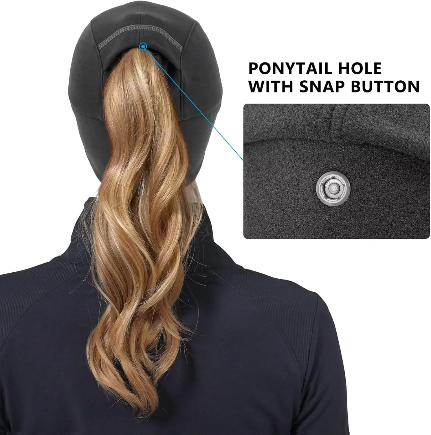 GADIEMKENSD Women's Winter Reflective Fleece Ponytail Hat with Drop Down Ear Warmer