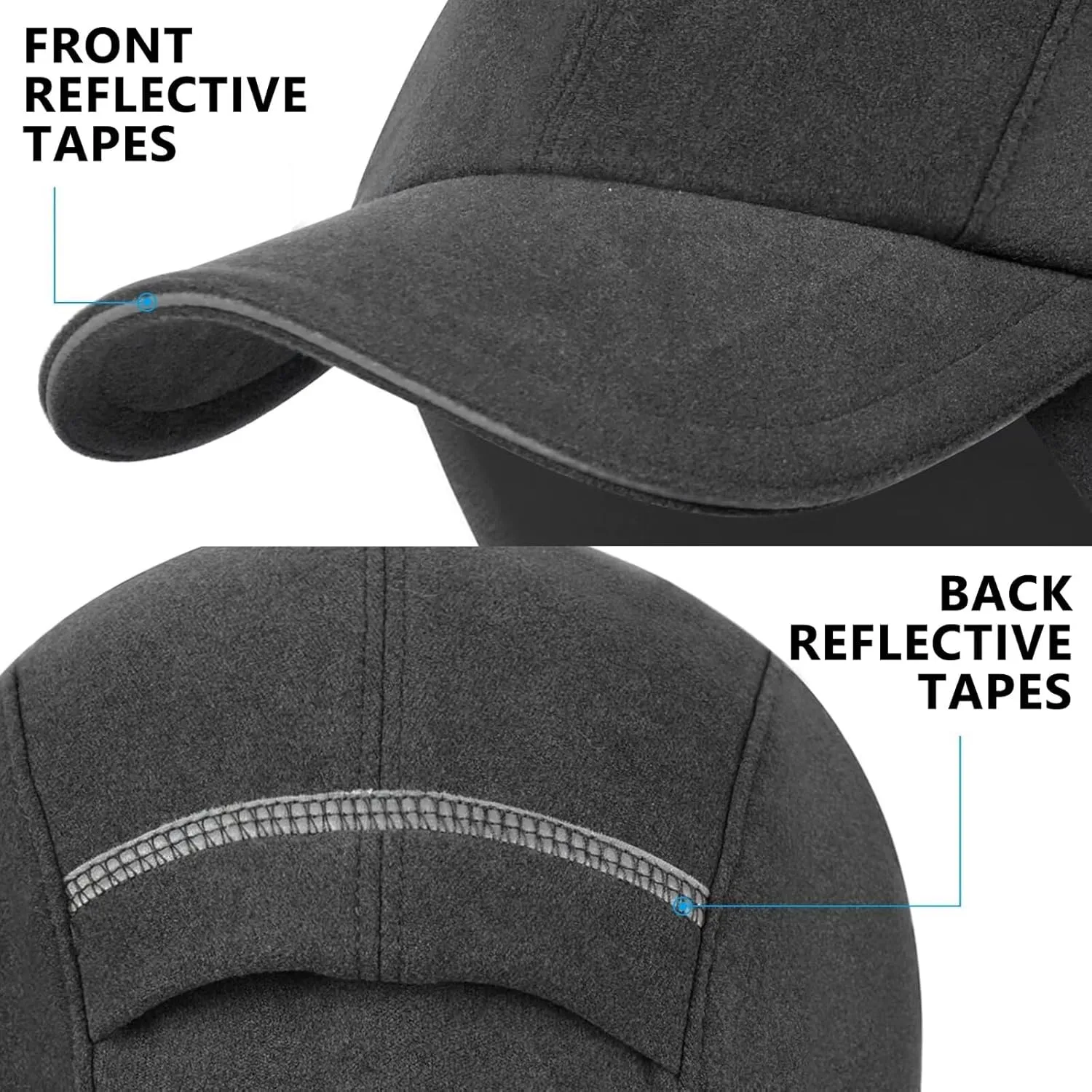 GADIEMKENSD Women's Winter Reflective Fleece Ponytail Hat with Drop Down Ear Warmer