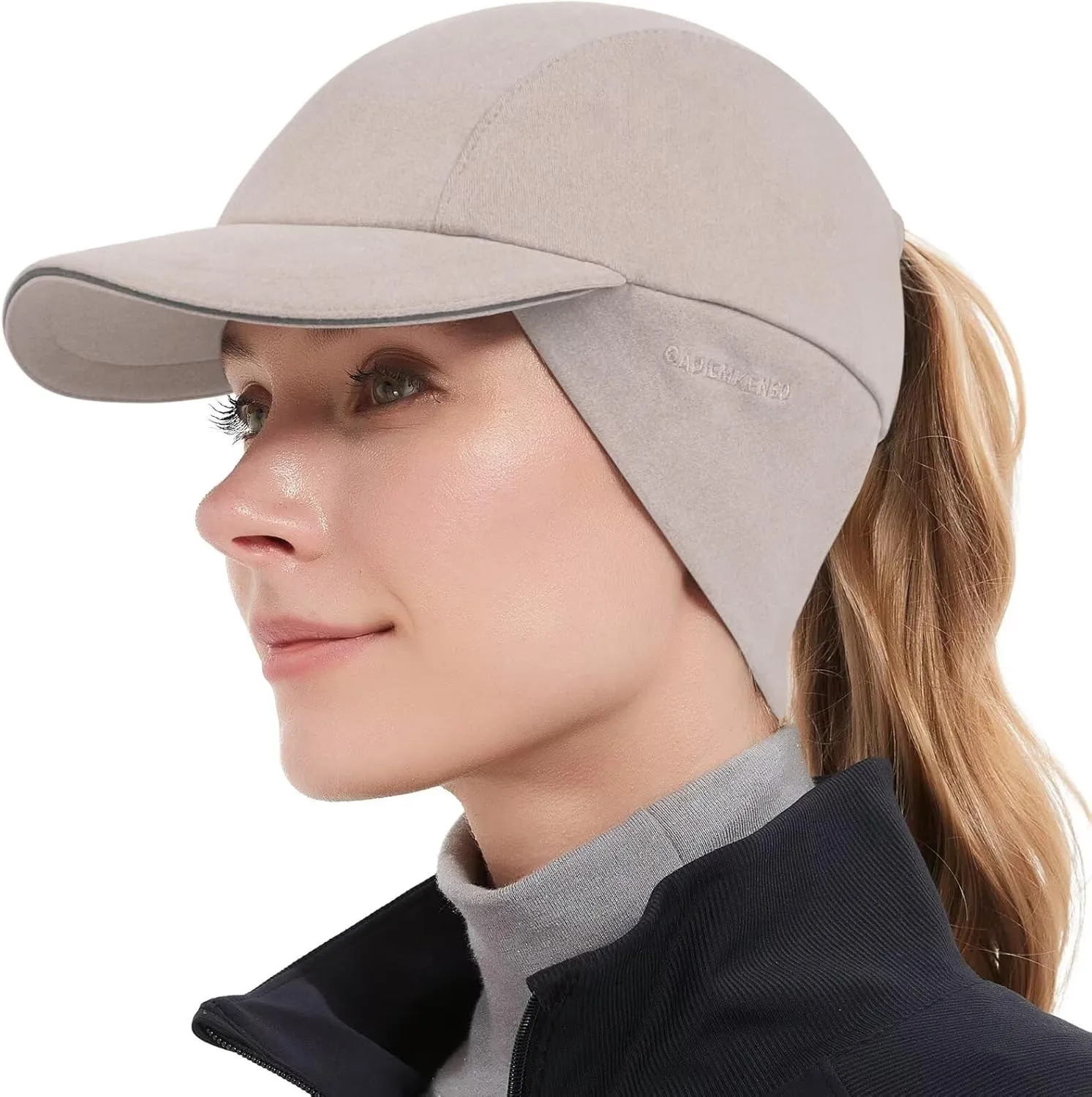 GADIEMKENSD Women's Winter Reflective Fleece Ponytail Hat with Drop Down Ear Warmer