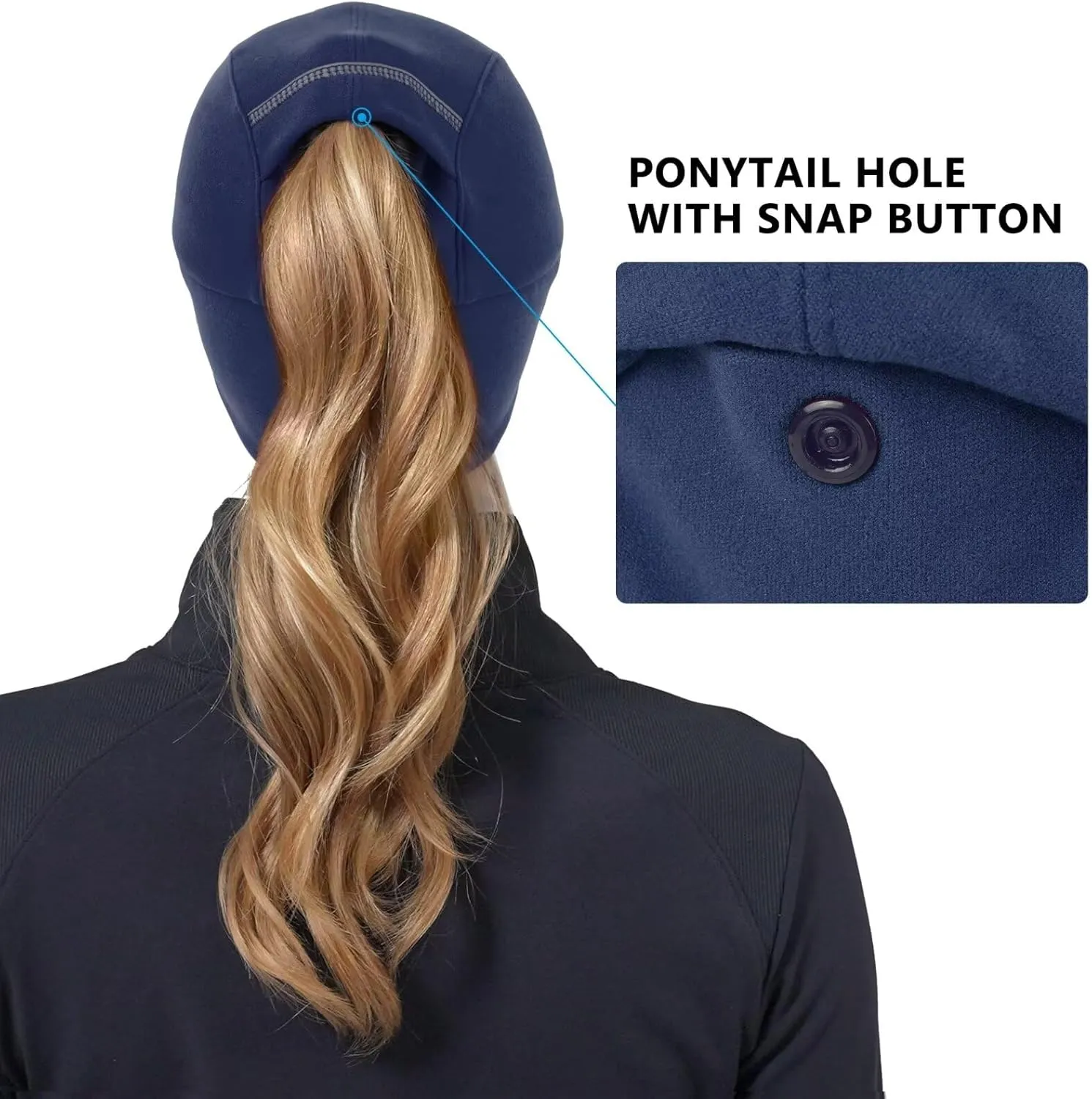 GADIEMKENSD Women's Winter Reflective Fleece Ponytail Hat with Drop Down Ear Warmer