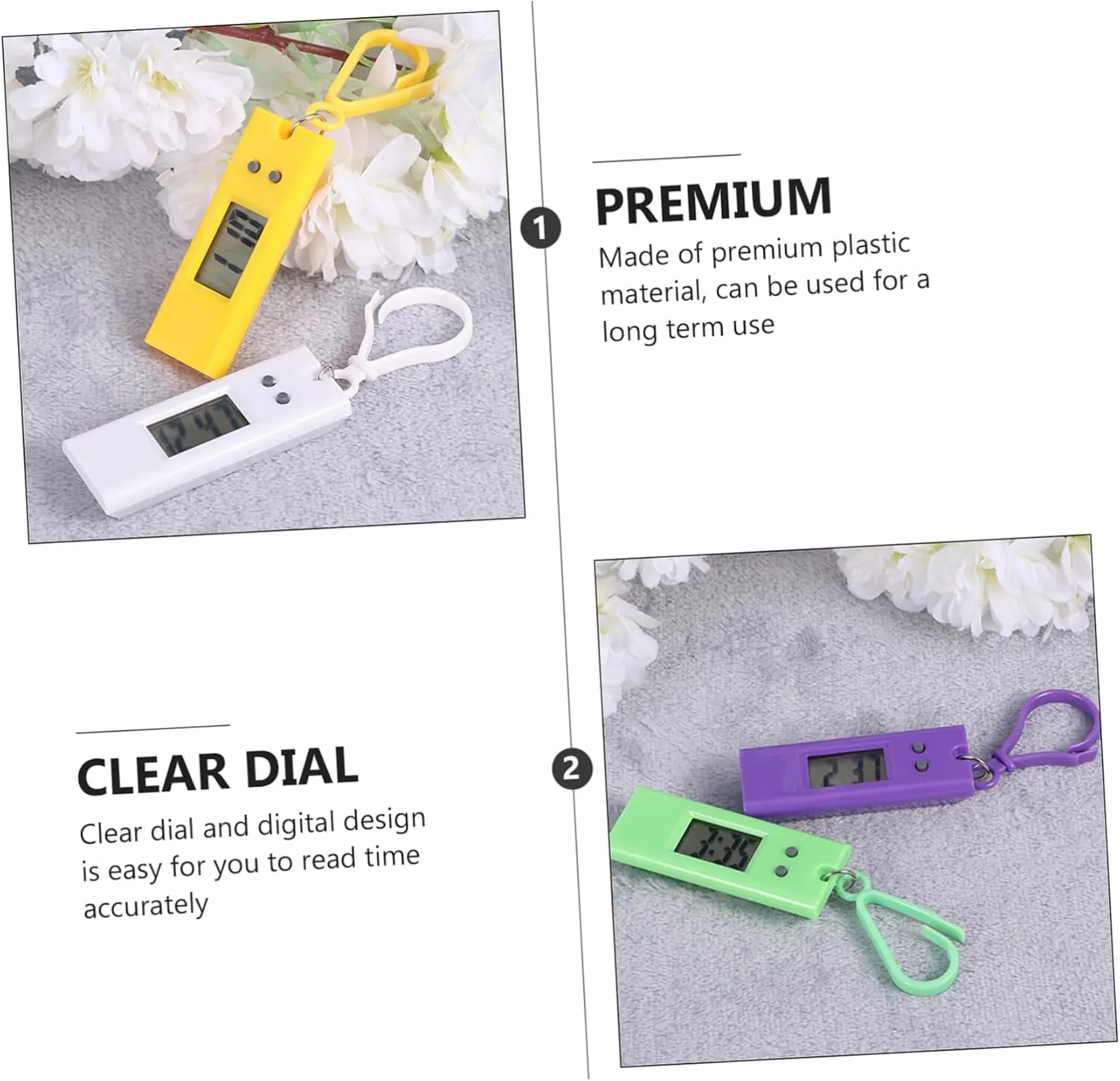 GALPADA Electronic Watch Key Chain Digital Clock Lanyard Dial Digital Watch Mini Watch Key Ring Pocket Watch Key