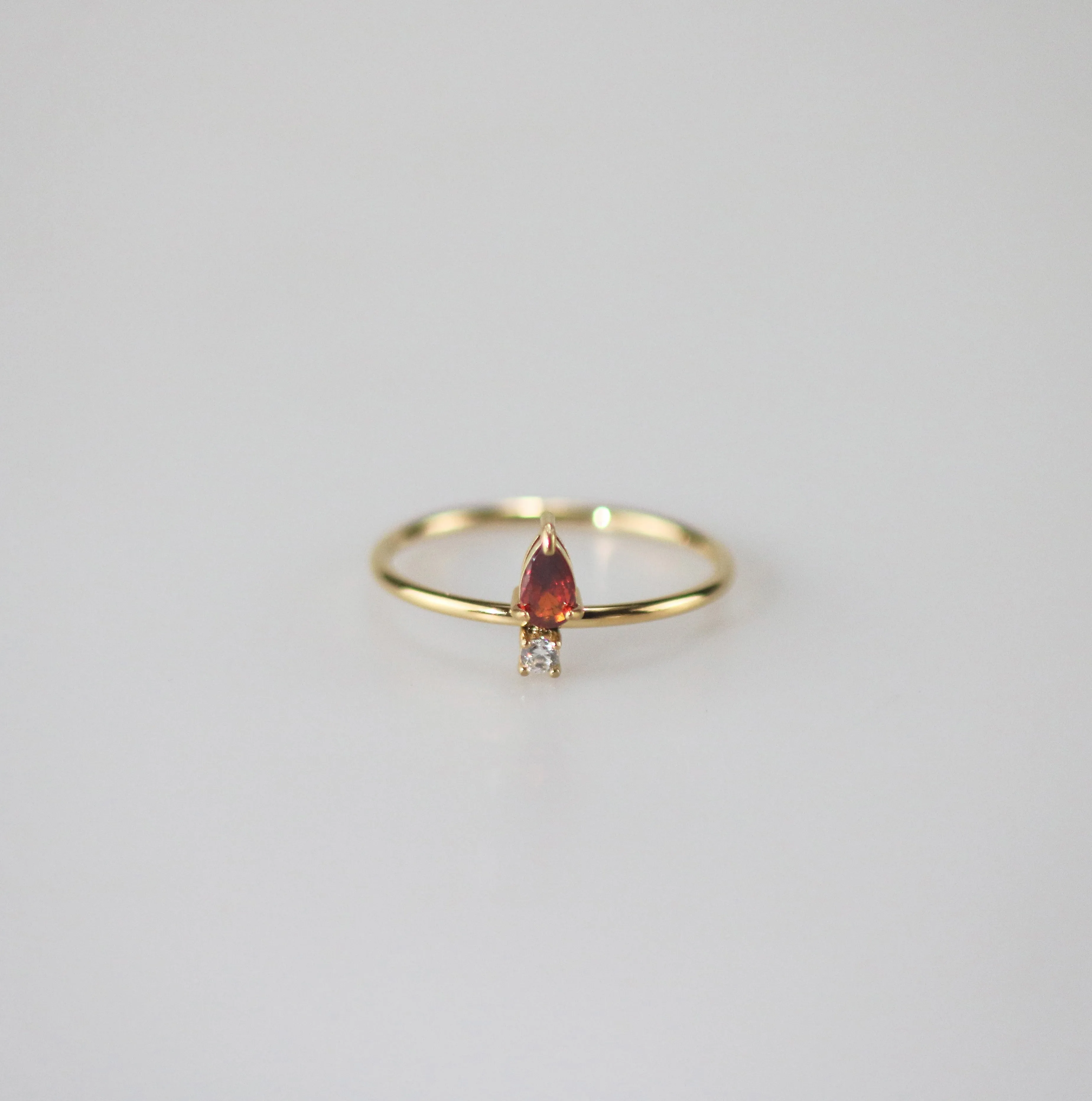 Garnet Pear Stacker Ring