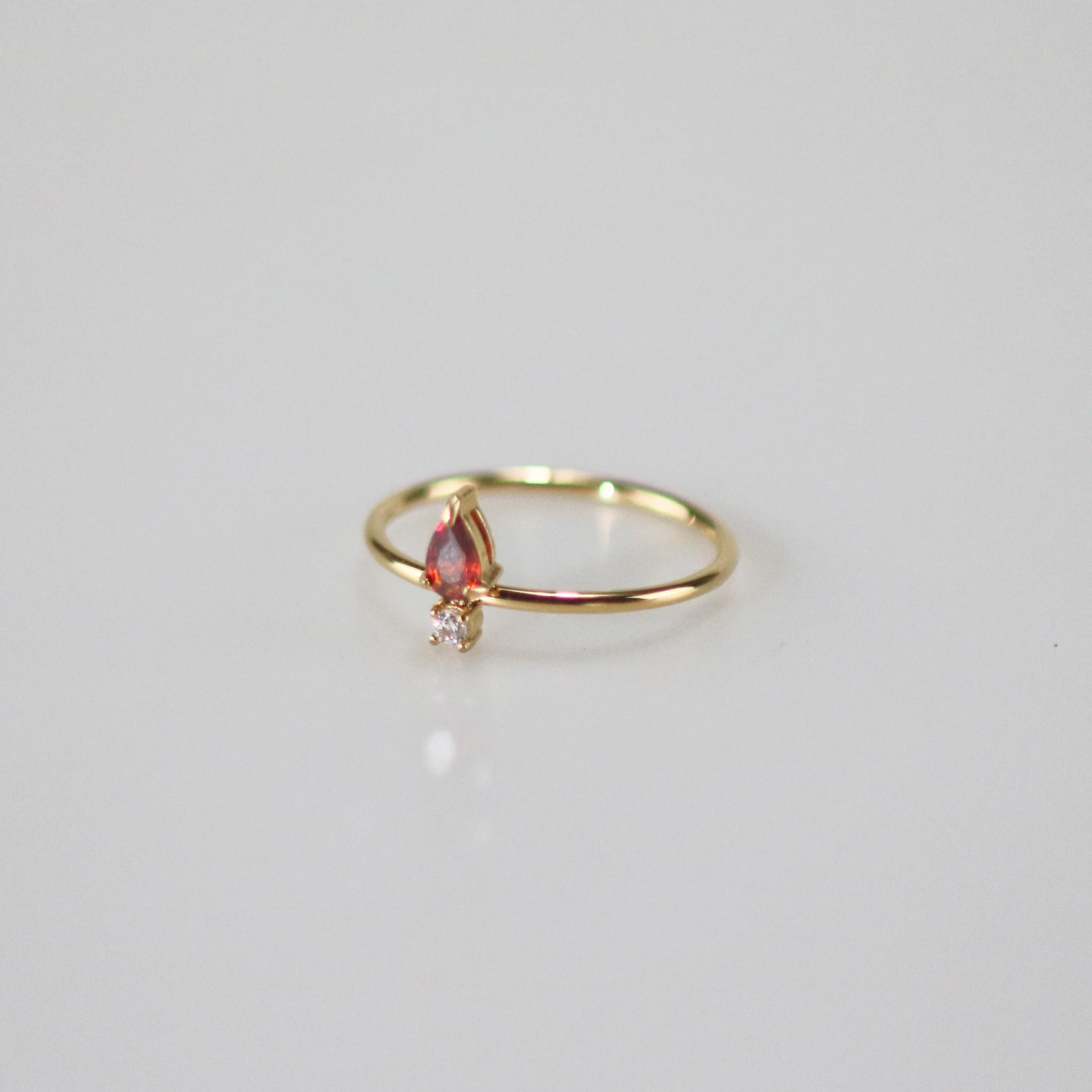 Garnet Pear Stacker Ring