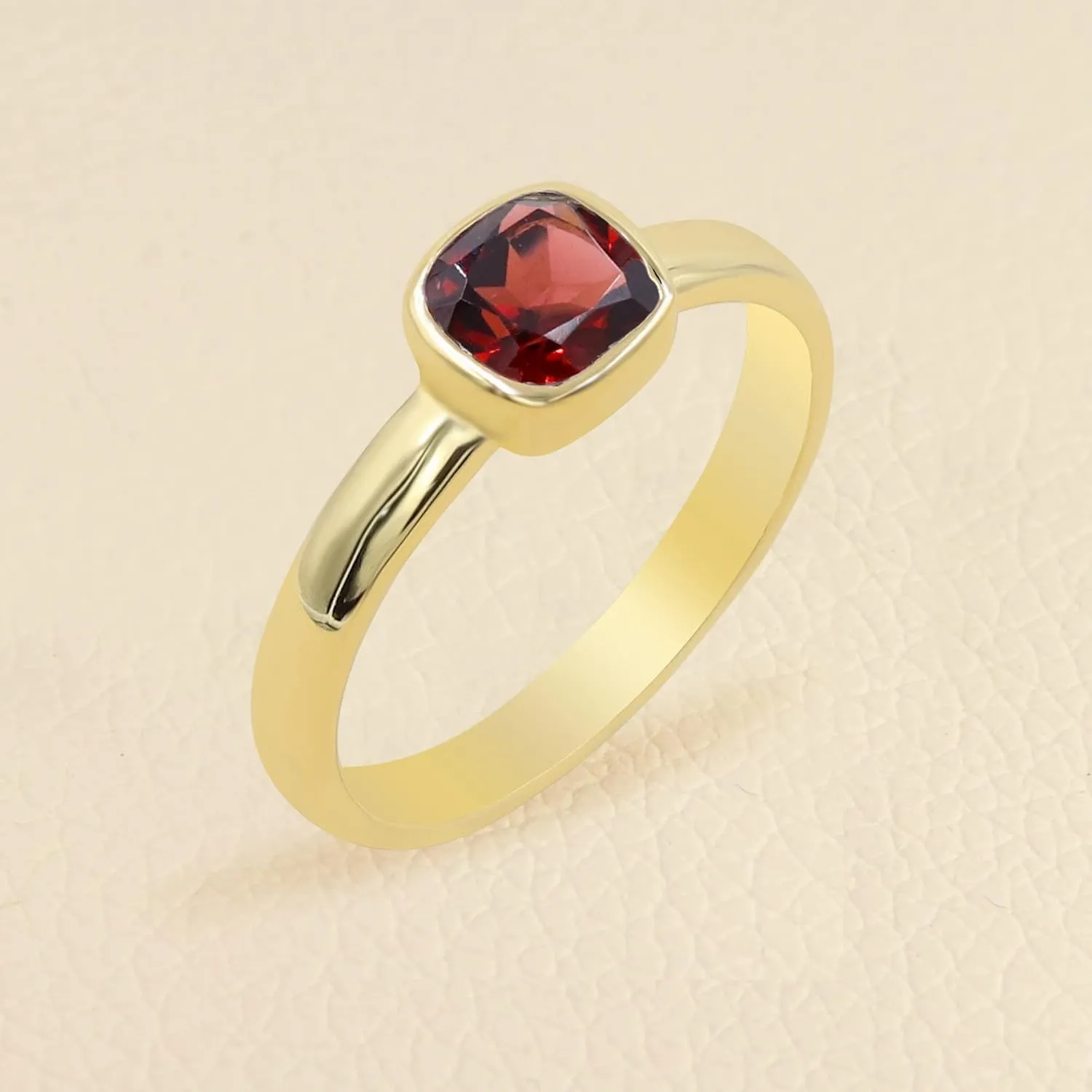 Garnet Ring, Minimalist Ring, 18k Gold Ring, Garnet Signet Ring, Sterling Silver Handmade Ring, Minimalist Ring For Women, Gifts for Her
