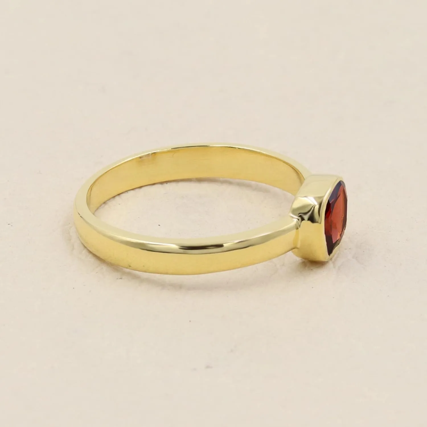 Garnet Ring, Minimalist Ring, 18k Gold Ring, Garnet Signet Ring, Sterling Silver Handmade Ring, Minimalist Ring For Women, Gifts for Her