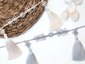 Gemstone Chrysanthemum Tassel Dol Belt (String Type / 2 Colors)
