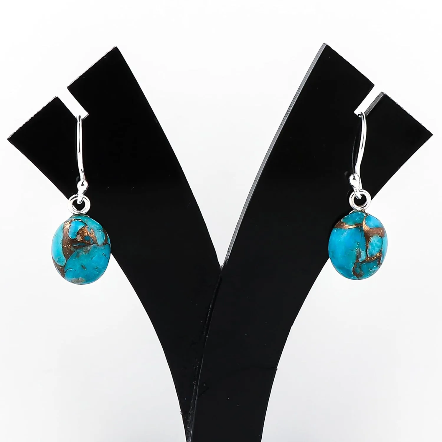 Genuine Turquoise Gemstone Earring, 925 Sterling Silver Jewelry, Chakra Healing Crystals Cabochon Stones, Handmade Designer Jewelry, Birthday Gift for Her, Mother's Day