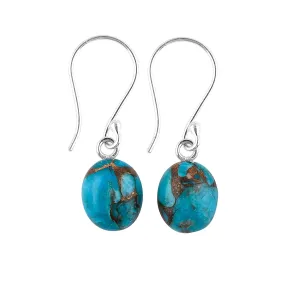 Genuine Turquoise Gemstone Earring, 925 Sterling Silver Jewelry, Chakra Healing Crystals Cabochon Stones, Handmade Designer Jewelry, Birthday Gift for Her, Mother's Day