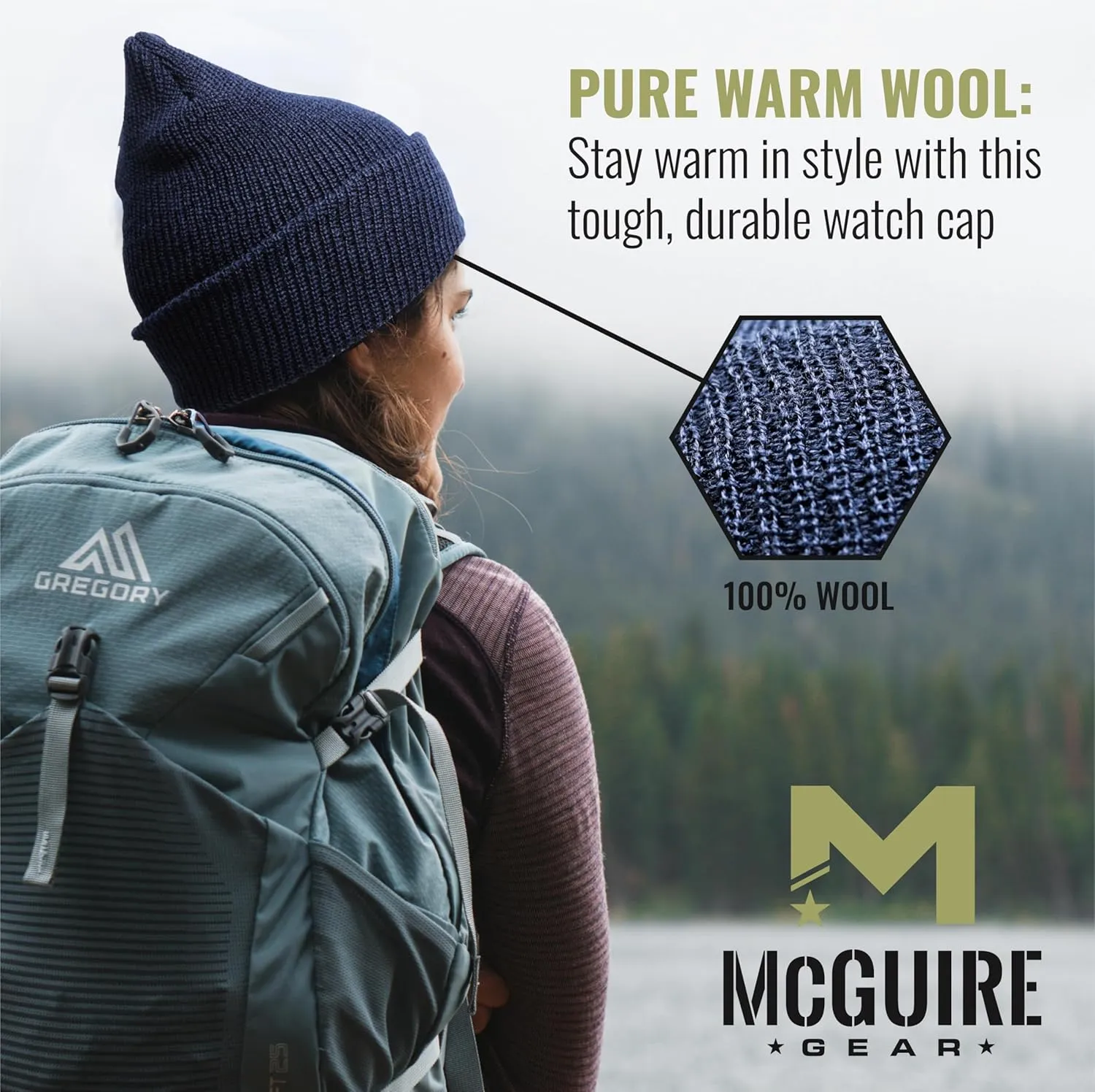Genuine Wool Ski Watch Cap, Made in USA, 3 Pack - 100% Wool