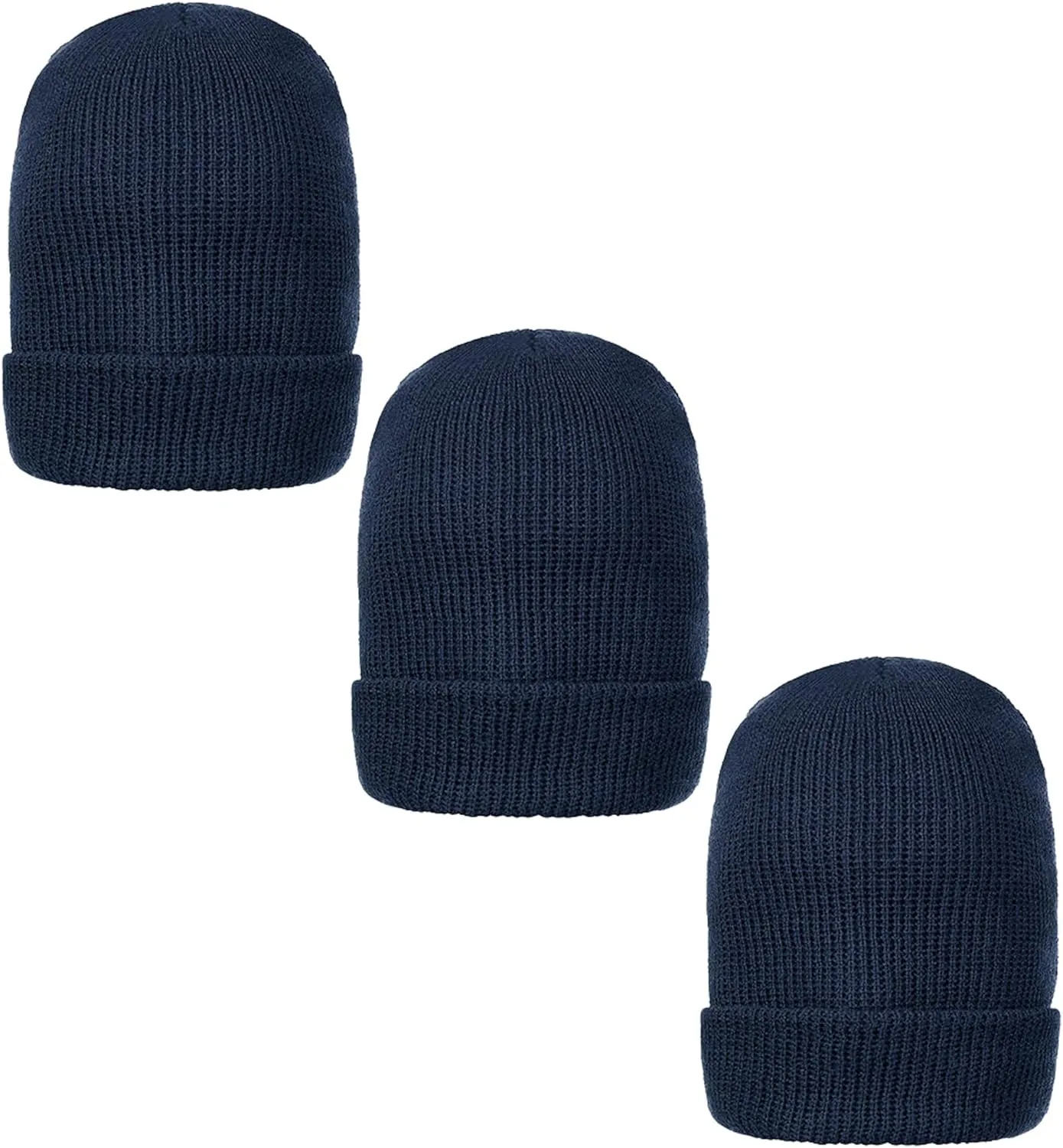 Genuine Wool Ski Watch Cap, Made in USA, 3 Pack - 100% Wool