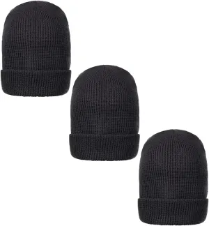 Genuine Wool Ski Watch Cap, Made in USA, 3 Pack - 100% Wool