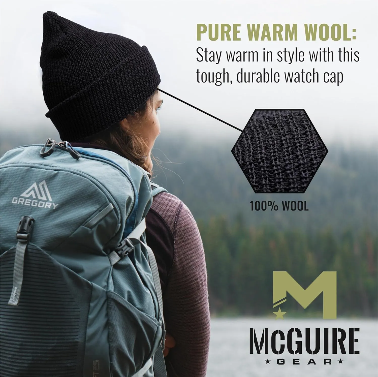 Genuine Wool Ski Watch Cap, Made in USA, 3 Pack - 100% Wool
