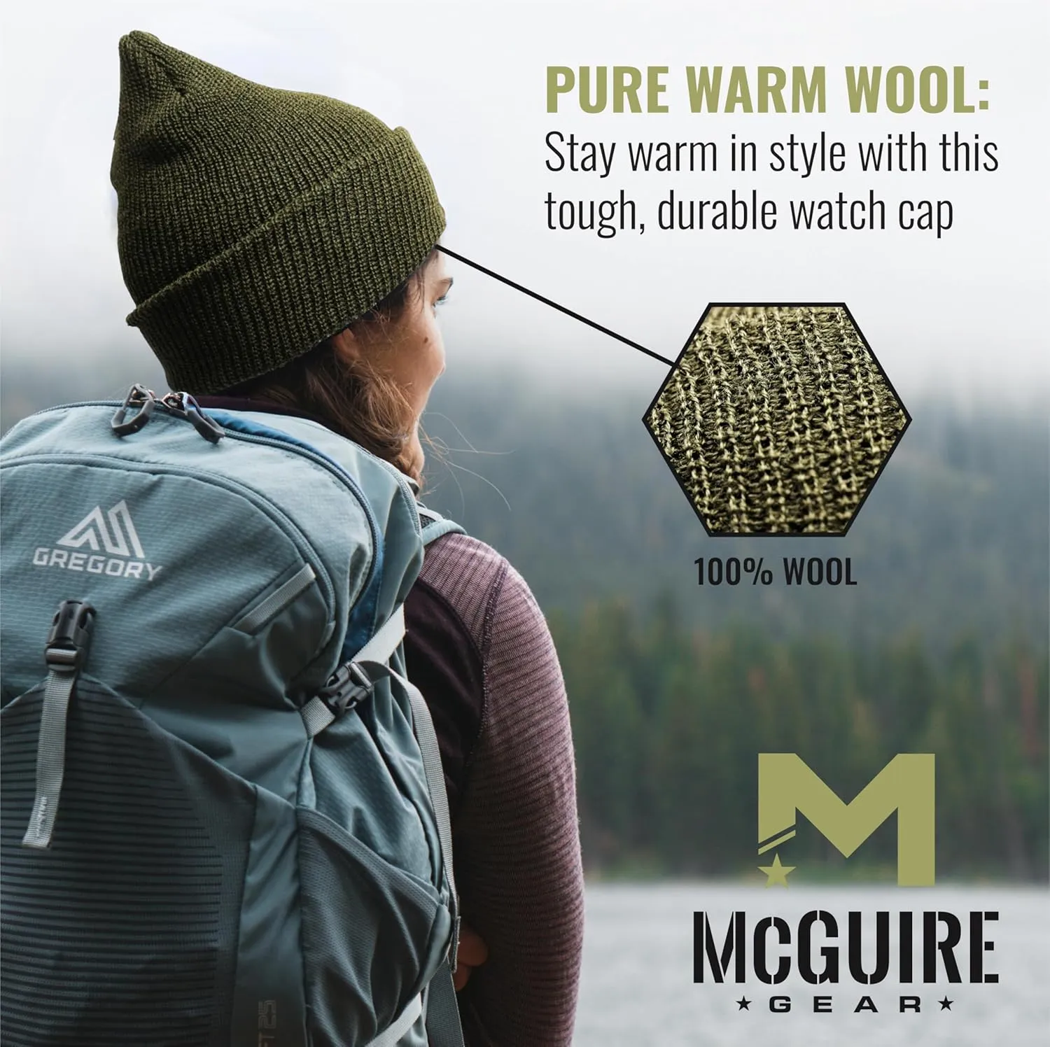Genuine Wool Ski Watch Cap, Made in USA, 3 Pack - 100% Wool