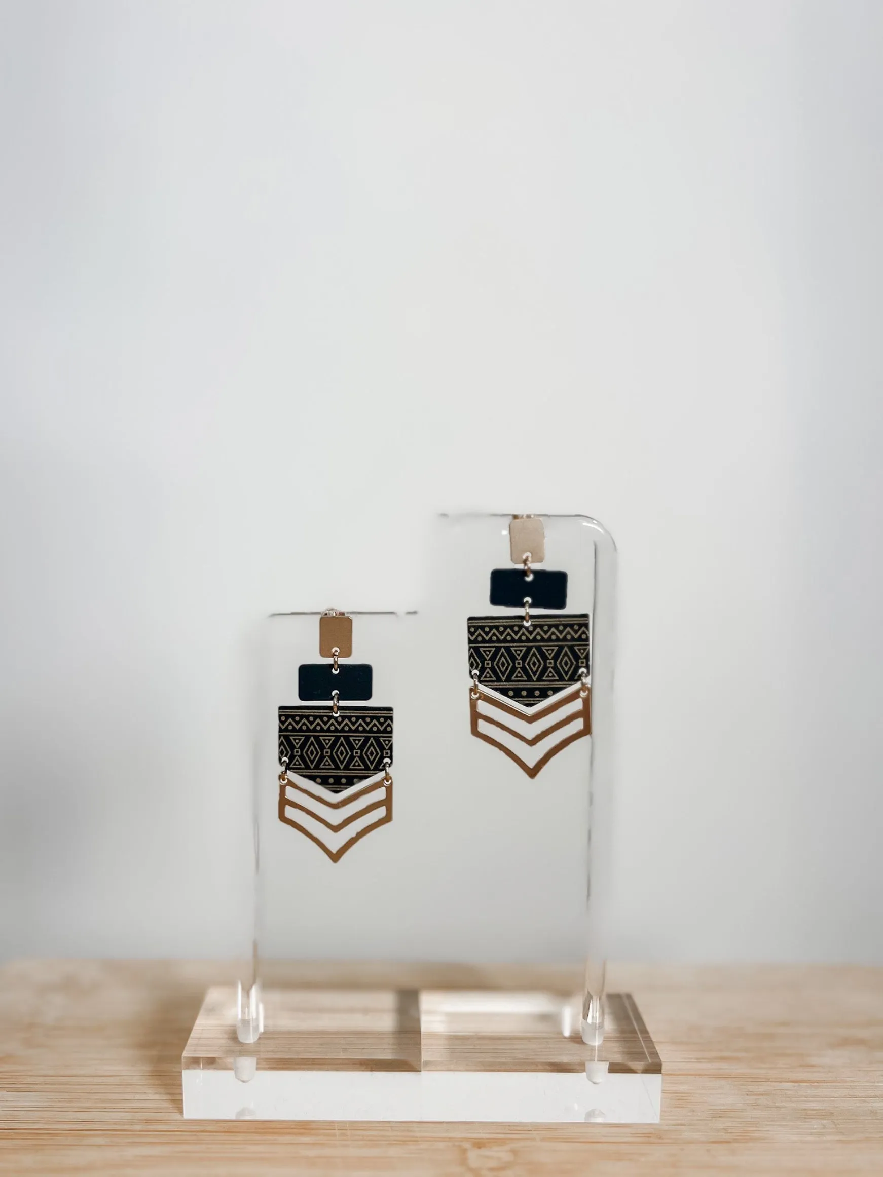 Geometric Arrow Metal Earrings, Black