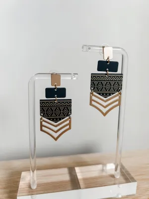 Geometric Arrow Metal Earrings, Black