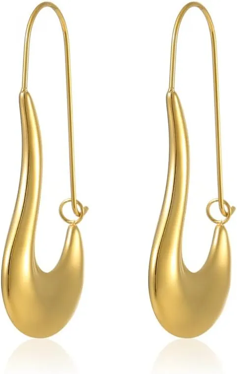 Geometry Dangle Earrings for Women Stainless Steel Hook Shape Drop Earrings Minimalist Hollow Huggie Hoops Earring Fashion Jewelry