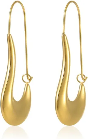Geometry Dangle Earrings for Women Stainless Steel Hook Shape Drop Earrings Minimalist Hollow Huggie Hoops Earring Fashion Jewelry