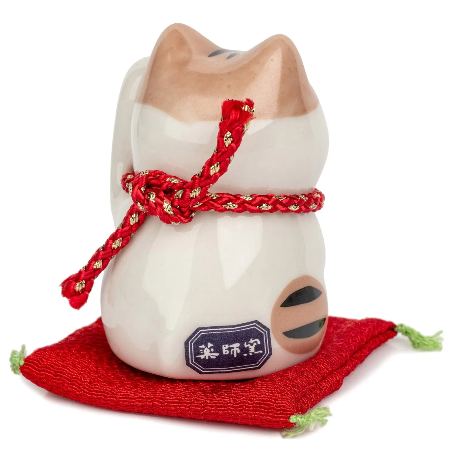 Ginger Tom Japanese Lucky Cat and Red Cushion