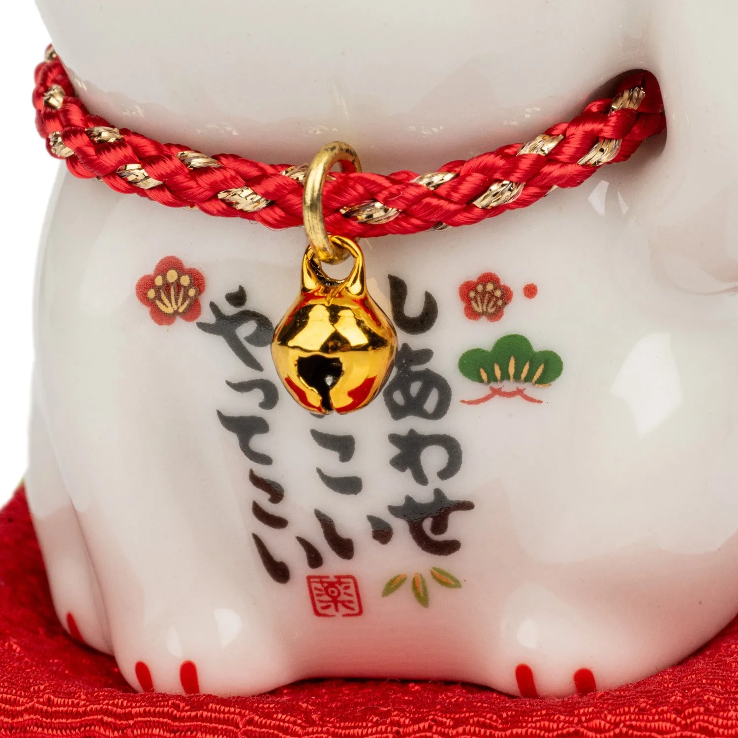 Ginger Tom Japanese Lucky Cat and Red Cushion