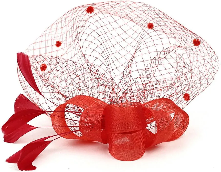 Gionforsy Fascinators Hat for Women Tea Party Headband Lace Gloves Wedding Mesh Feathers Hair Clip