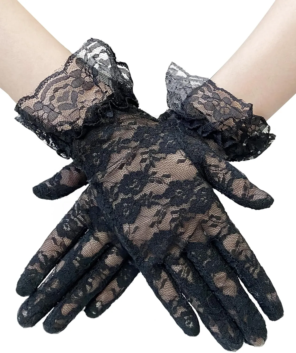 Gionforsy Fascinators Hat for Women Tea Party Headband Lace Gloves Wedding Mesh Feathers Hair Clip