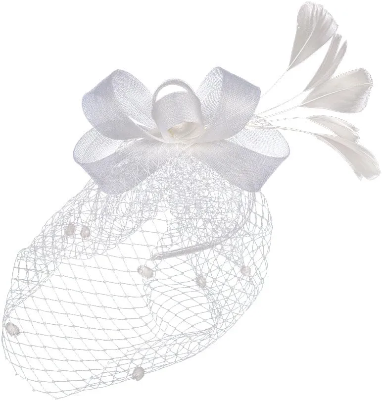 Gionforsy Fascinators Hat for Women Tea Party Headband Lace Gloves Wedding Mesh Feathers Hair Clip