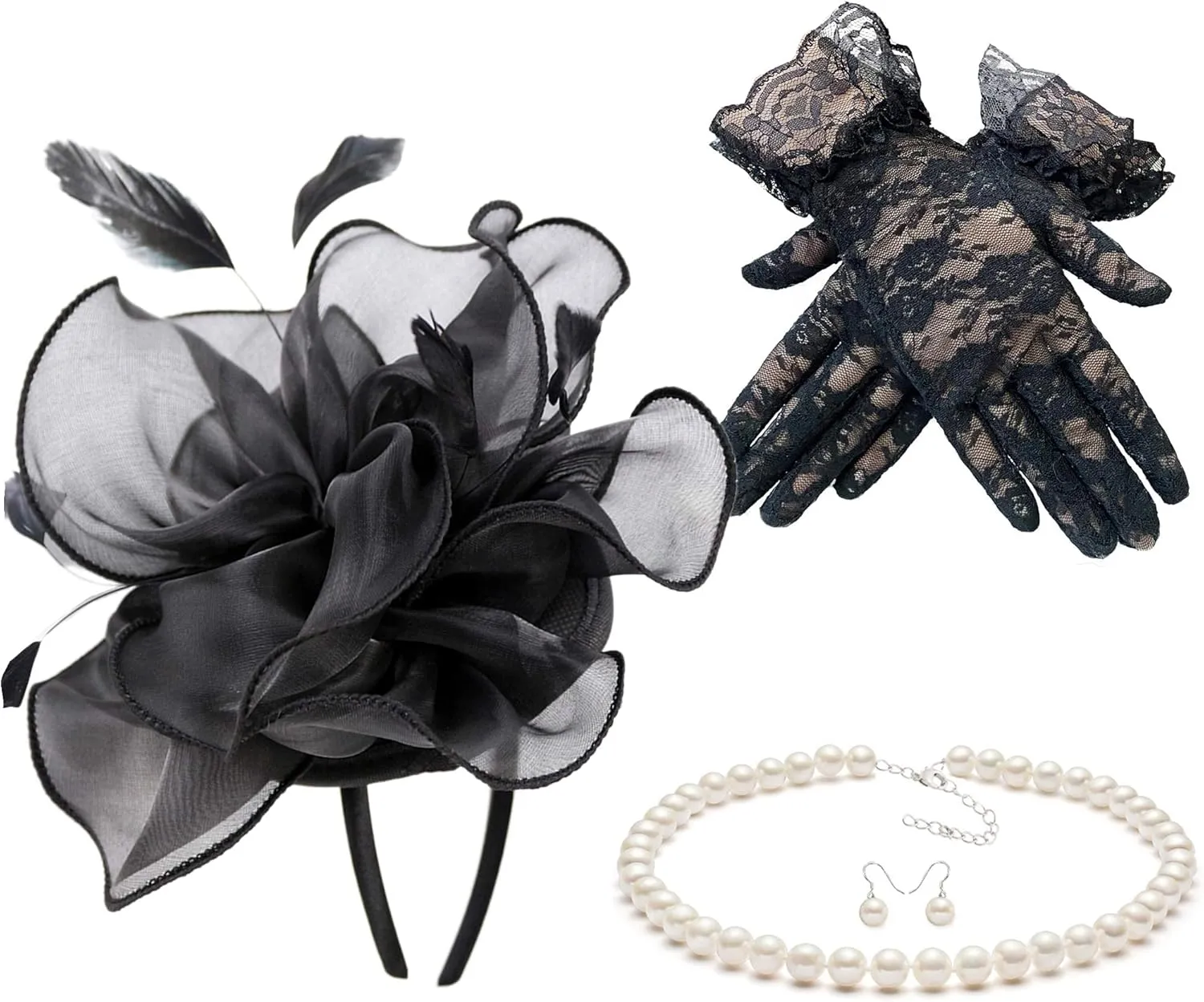 Gionforsy Kentucky Derby Hat Fascinator Veil Headband Pillbox Set for Wedding Tea Party