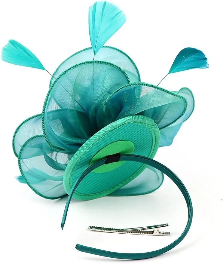 Gionforsy Kentucky Derby Hat Fascinator Veil Headband Pillbox Set for Wedding Tea Party