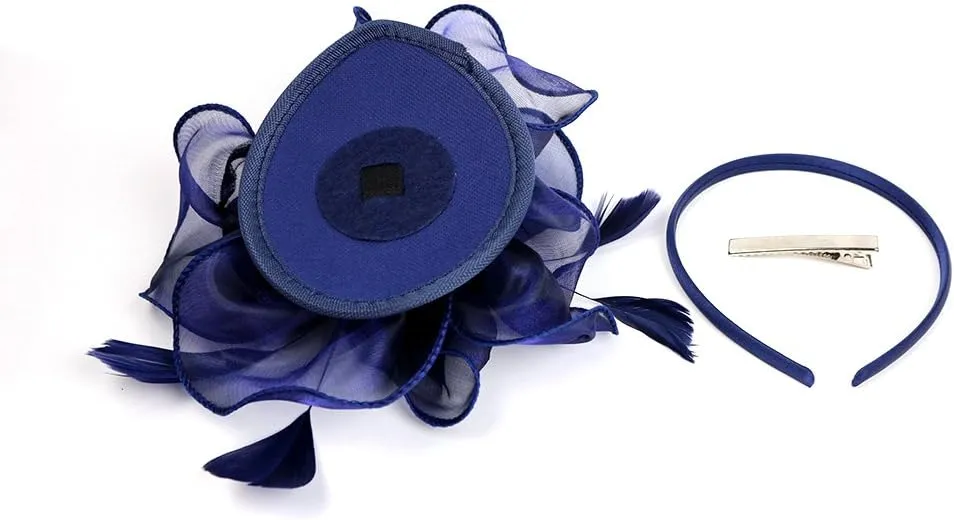 Gionforsy Kentucky Derby Hat Fascinator Veil Headband Pillbox Set for Wedding Tea Party
