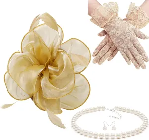Gionforsy Kentucky Derby Hat Fascinator Veil Headband Pillbox Set for Wedding Tea Party