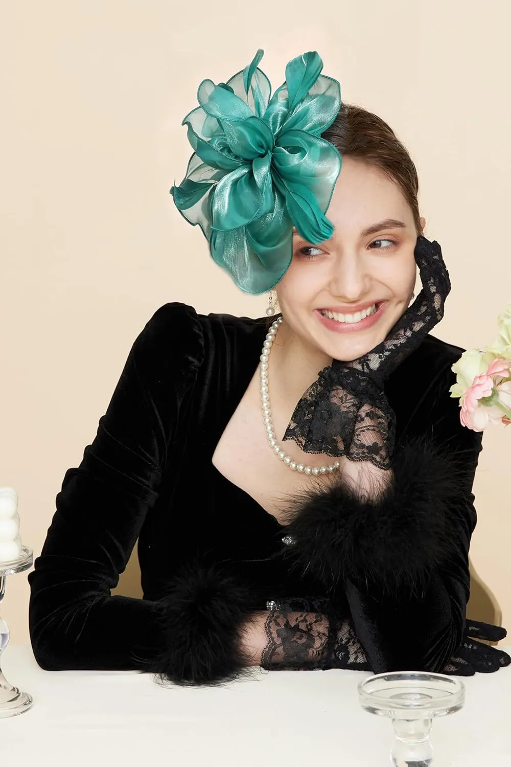 Gionforsy Kentucky Derby Hat Fascinator Veil Headband Pillbox Set for Wedding Tea Party