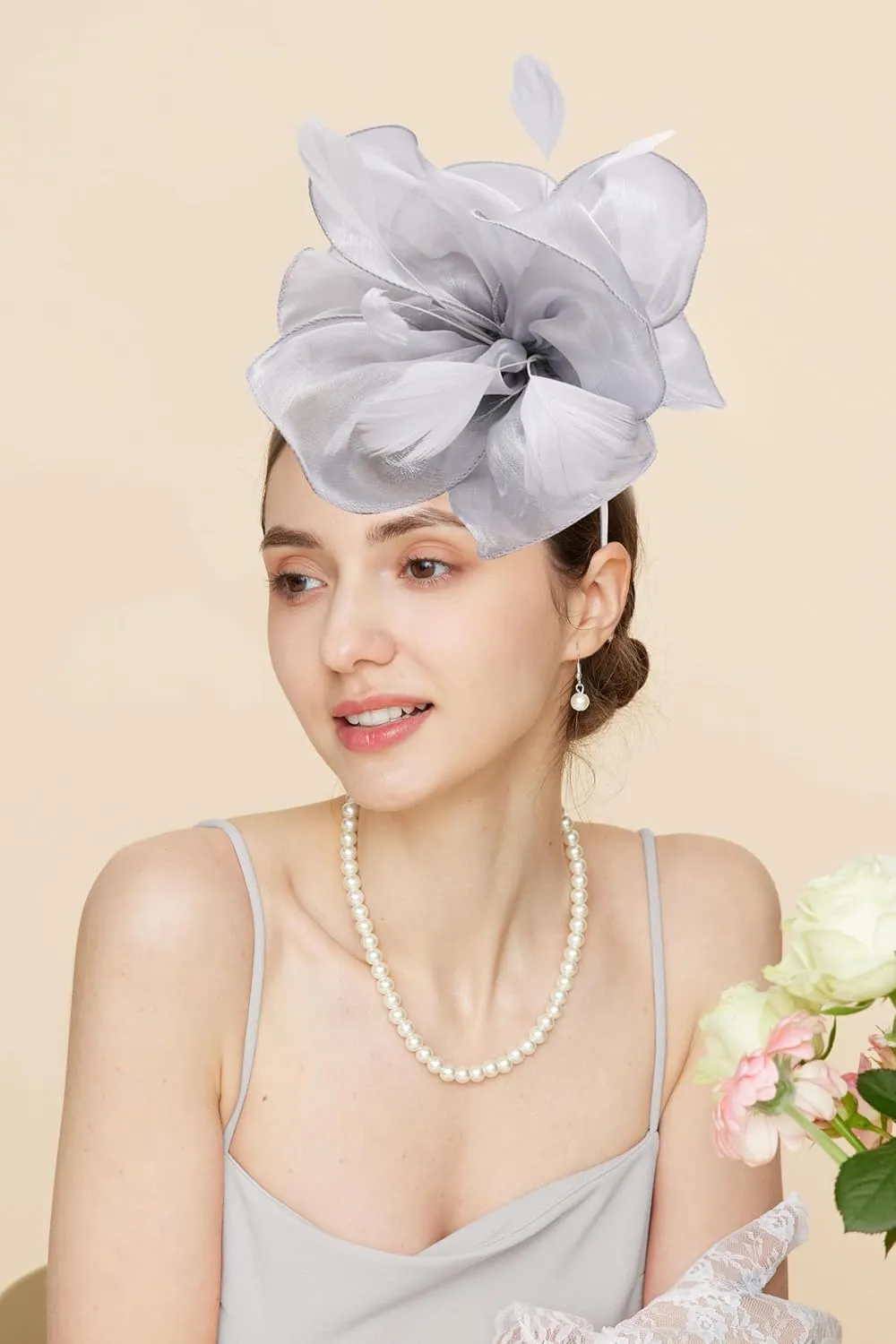 Gionforsy Kentucky Derby Hat Fascinator Veil Headband Pillbox Set for Wedding Tea Party