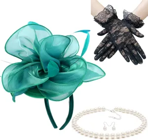 Gionforsy Kentucky Derby Hat Fascinator Veil Headband Pillbox Set for Wedding Tea Party