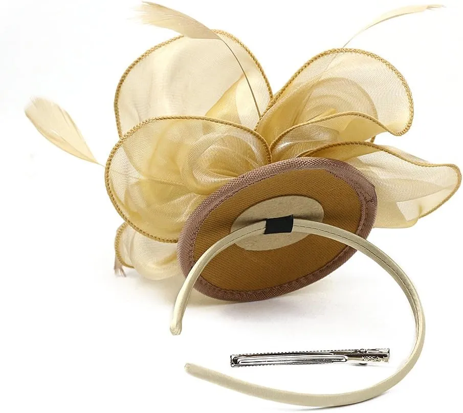 Gionforsy Kentucky Derby Hat Fascinator Veil Headband Pillbox Set for Wedding Tea Party