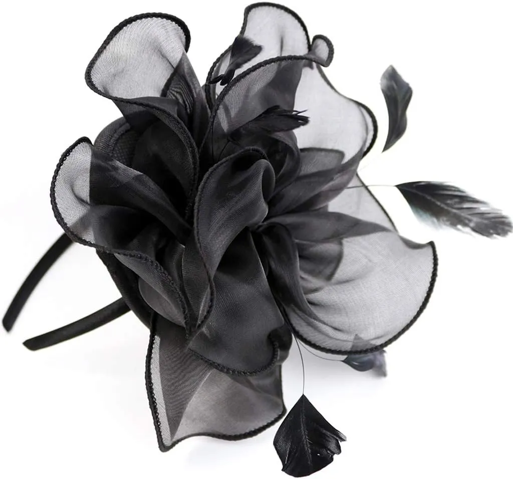 Gionforsy Kentucky Derby Hat Fascinator Veil Headband Pillbox Set for Wedding Tea Party