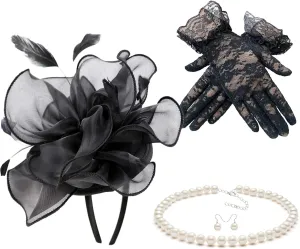 Gionforsy Kentucky Derby Hat Fascinator Veil Headband Pillbox Set for Wedding Tea Party