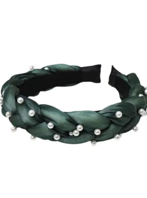 Girls Pearl Embellished Braided Headband