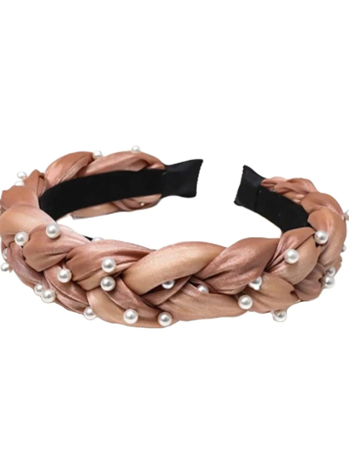 Girls Pearl Embellished Braided Headband