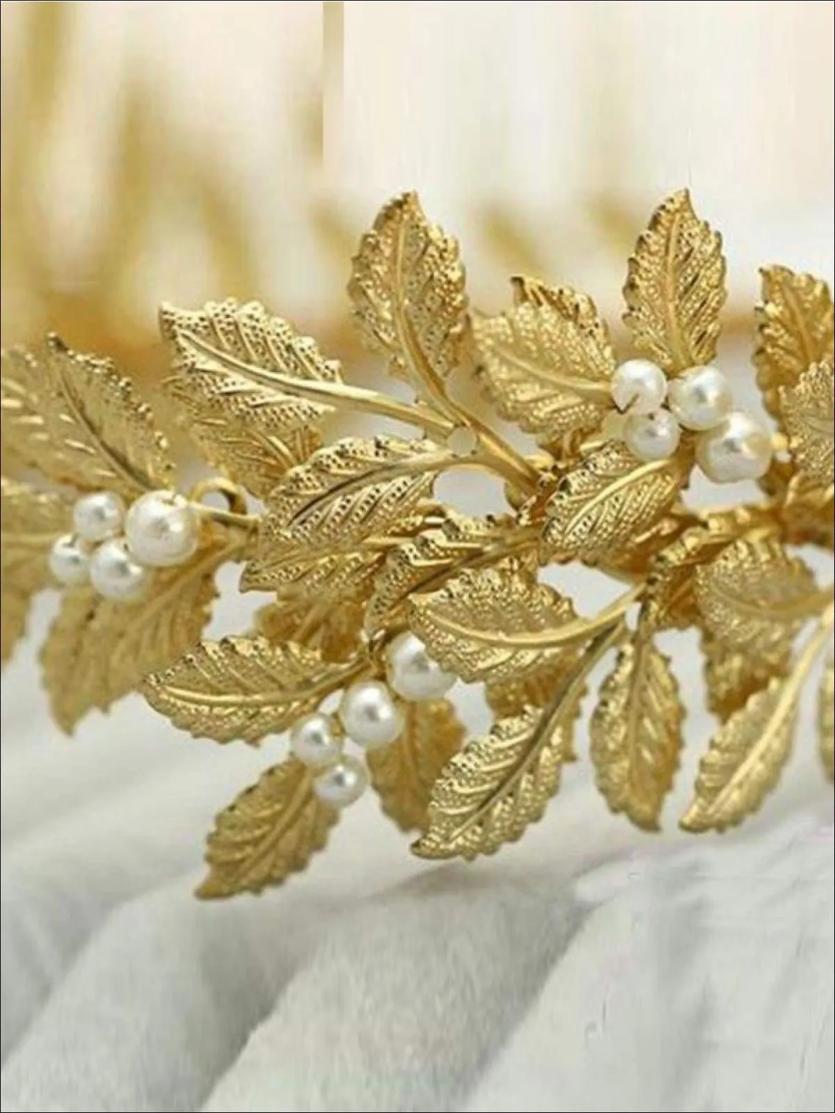 Girls Pearl Leaf Greek Goddess Crown Headband